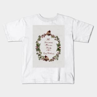 Emily Dickinson Quote Cute Watercolor Wreath Blackberries and Country Mice Kids T-Shirt